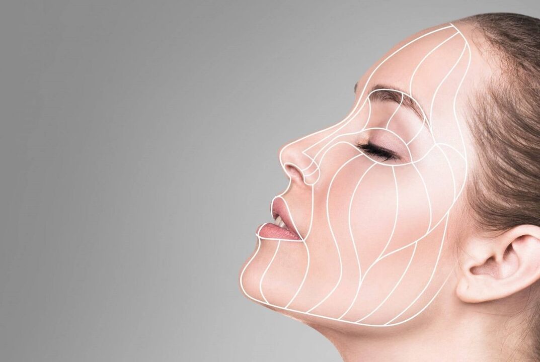 linhas de massagem facial para rejuvenescimento da pele