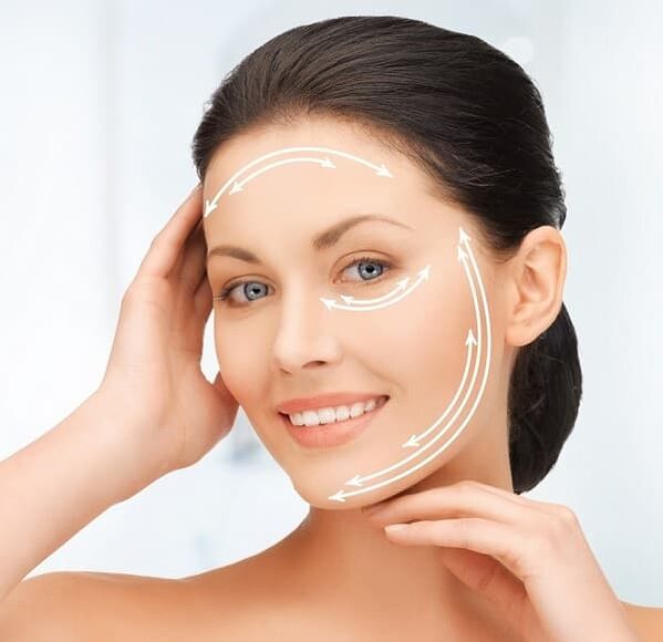 correção do contorno do rosto e endurecimento da pele para rejuvenescimento